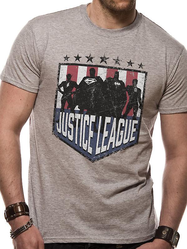 justice league silhouette tee on person