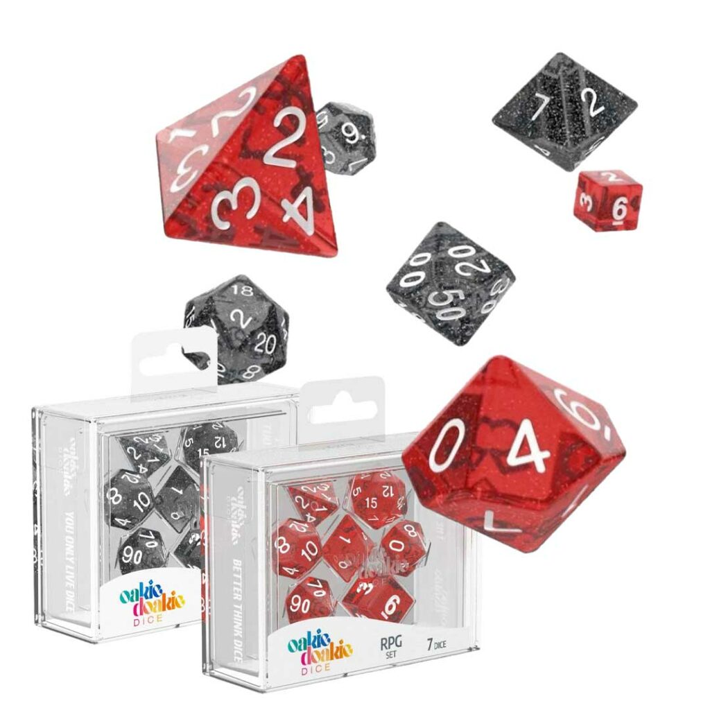 Oakie Doakie Dice RPG Set Enclave Amber – 7-Piece Translucent Dice Set For Tabletop Games