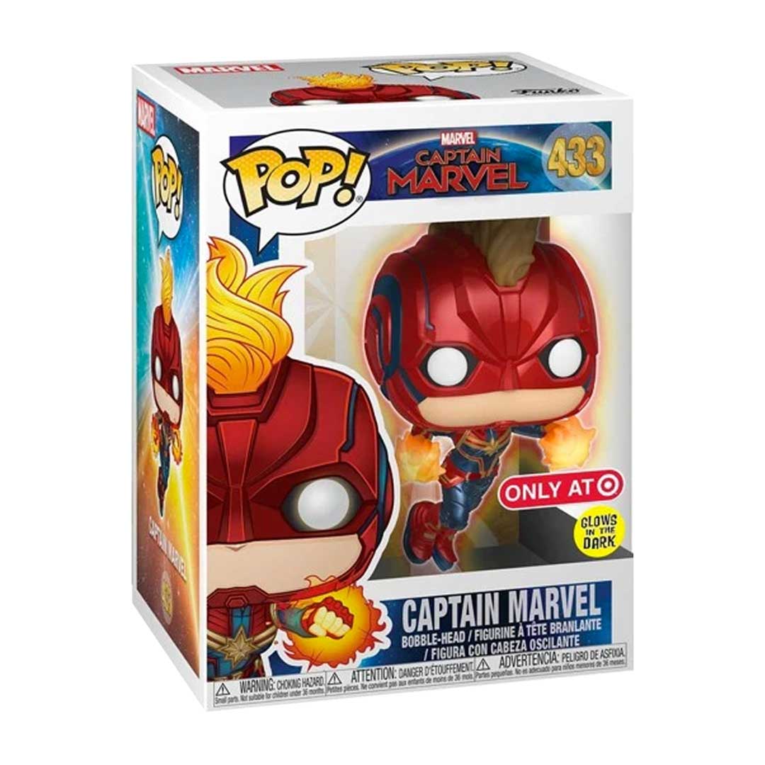 Marvel Funko POP! Vinyl #433 Captain Marvel Flying GITD Exc. - Image 2