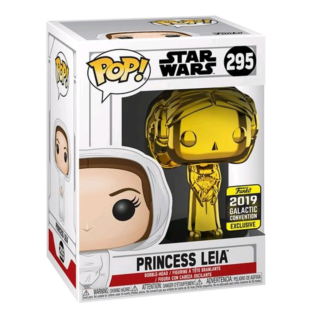 Star Wars Funko POP! Vinyl #295 Princess Leia Gold Chrome GC'19 - Image 2