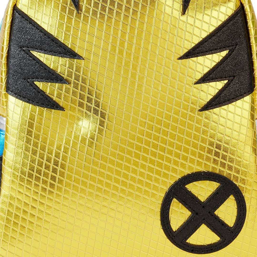 Loungefly Marvel X-Men '97 Wolverine Cosplay Metallic Mini Backpack back closeup