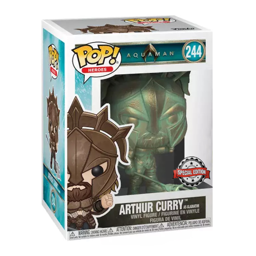 DC Aquaman Funko POP! Vinyl #244 Arthur Curry (Gladiator) Patina - Image 2