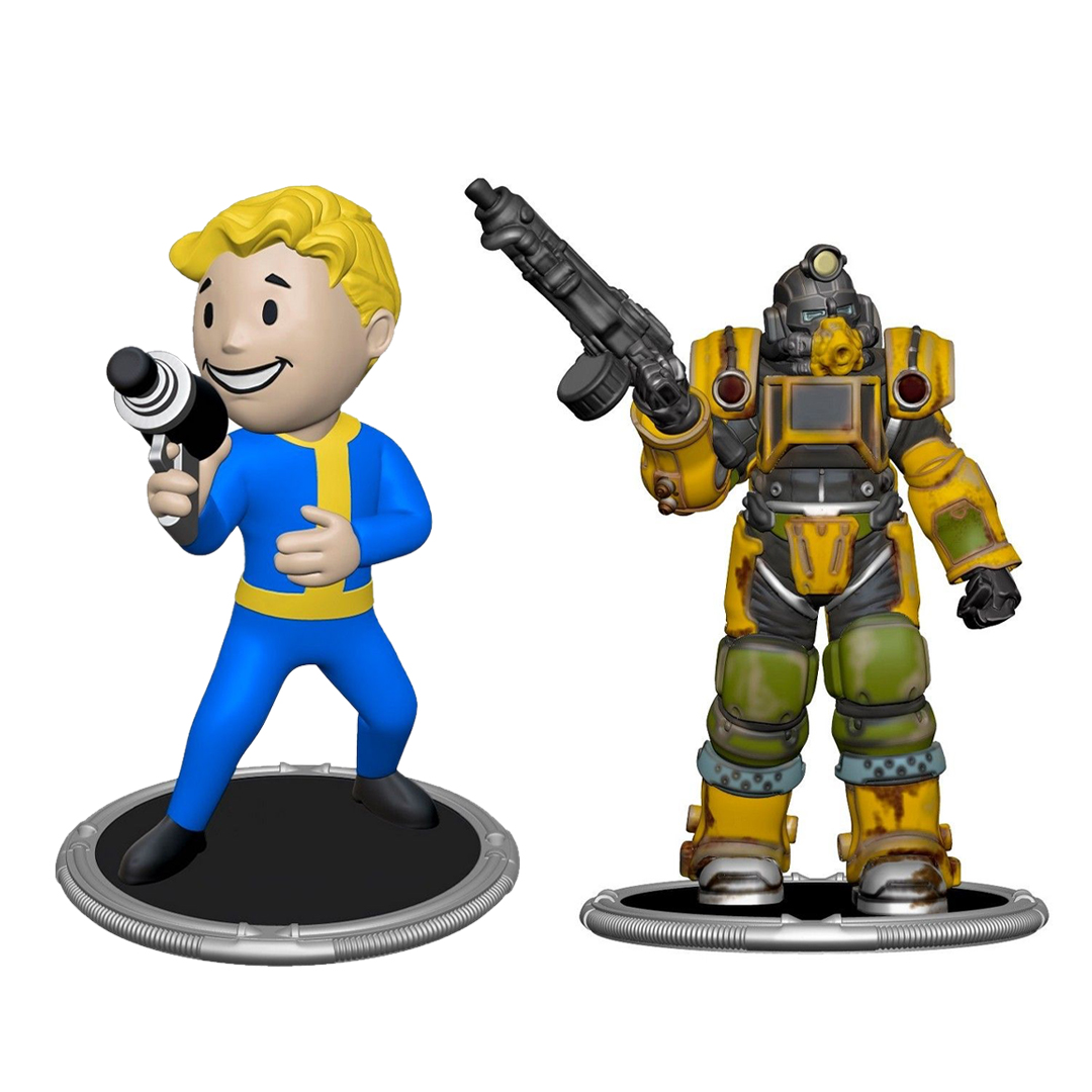 Fallout Excavator and Vault Boy (Gun) Collectible Figure Set With BAF