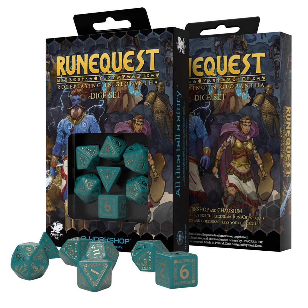 RuneQuest Dice Set – Turquoise & Gold - Image 2