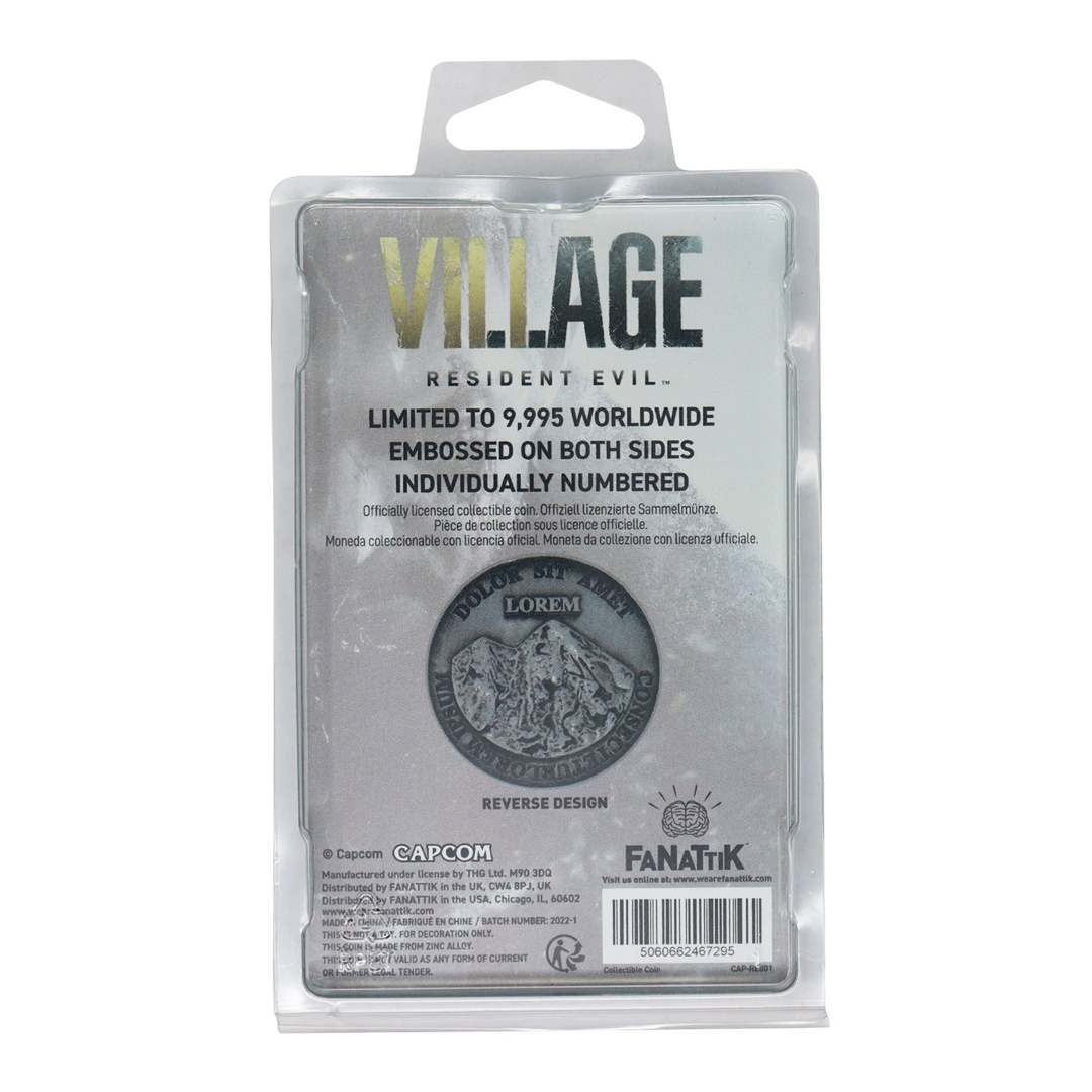 Resident Evil Village Limited Edition Currency Replica Collectible Coin packaging back