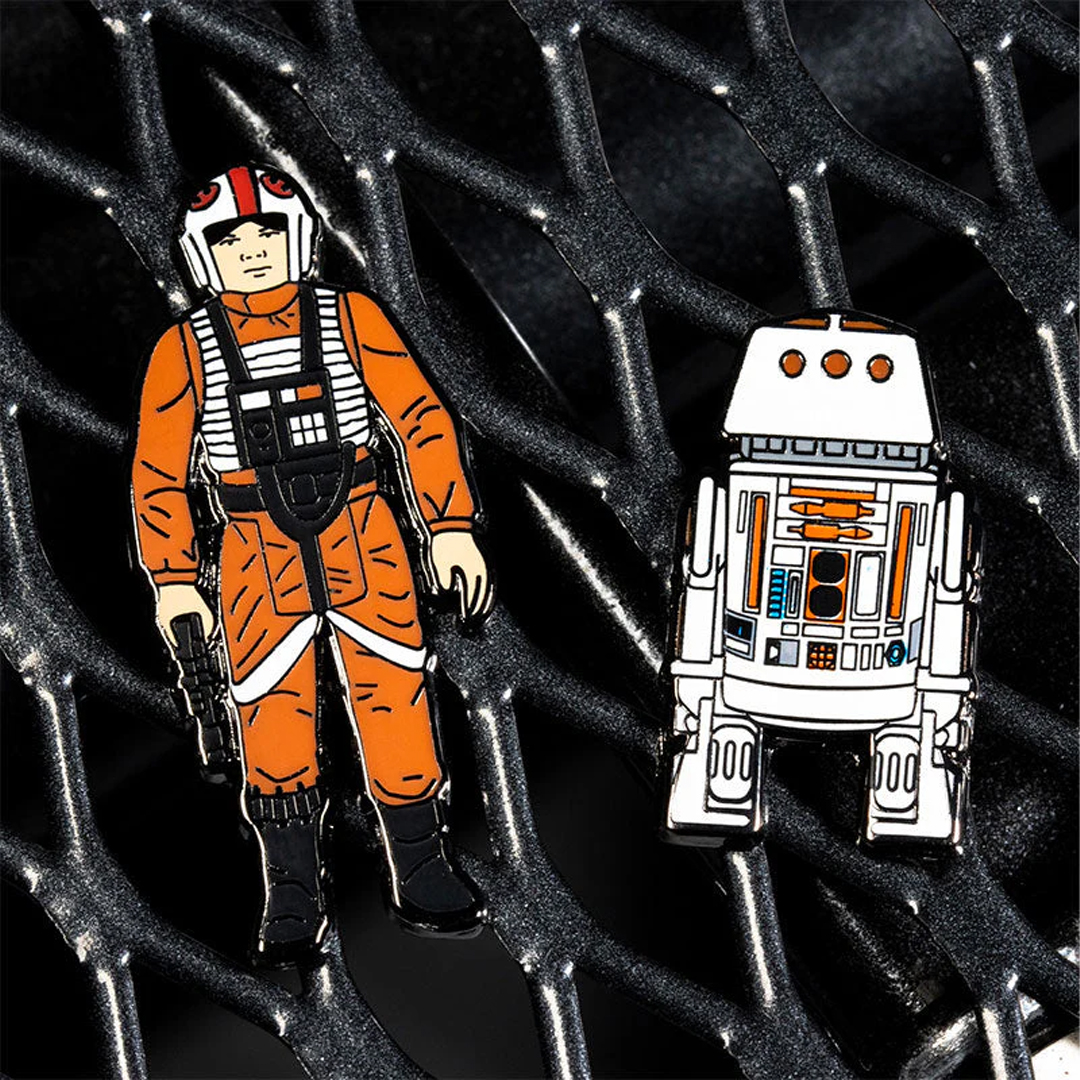 Pin Kings Official Star Wars Enamel Pin Badge Set 1.9 – Luke Skywalker: X Wing Pilot and R5 D4